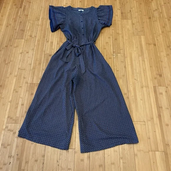 Max Studio Blue Jumpsuit with Wide-Leg Palazzo - Picture 1 of 2